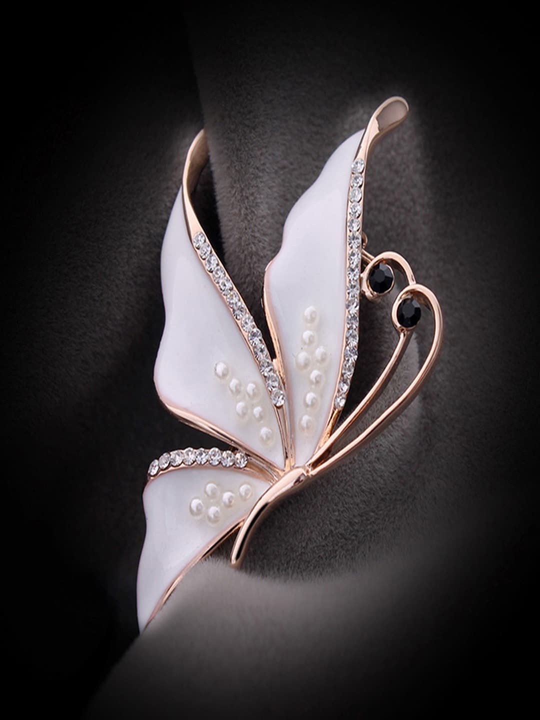 

UNIVERSITY TRENDZ Gold-Plated Brooch, White