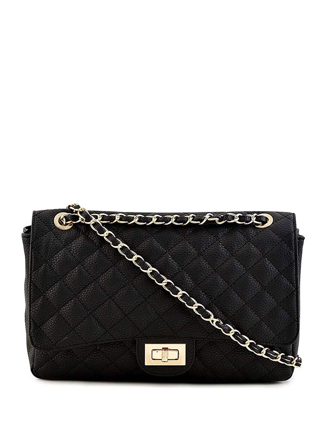 

DressBerry Structured Sling Bag with Quilted, Black