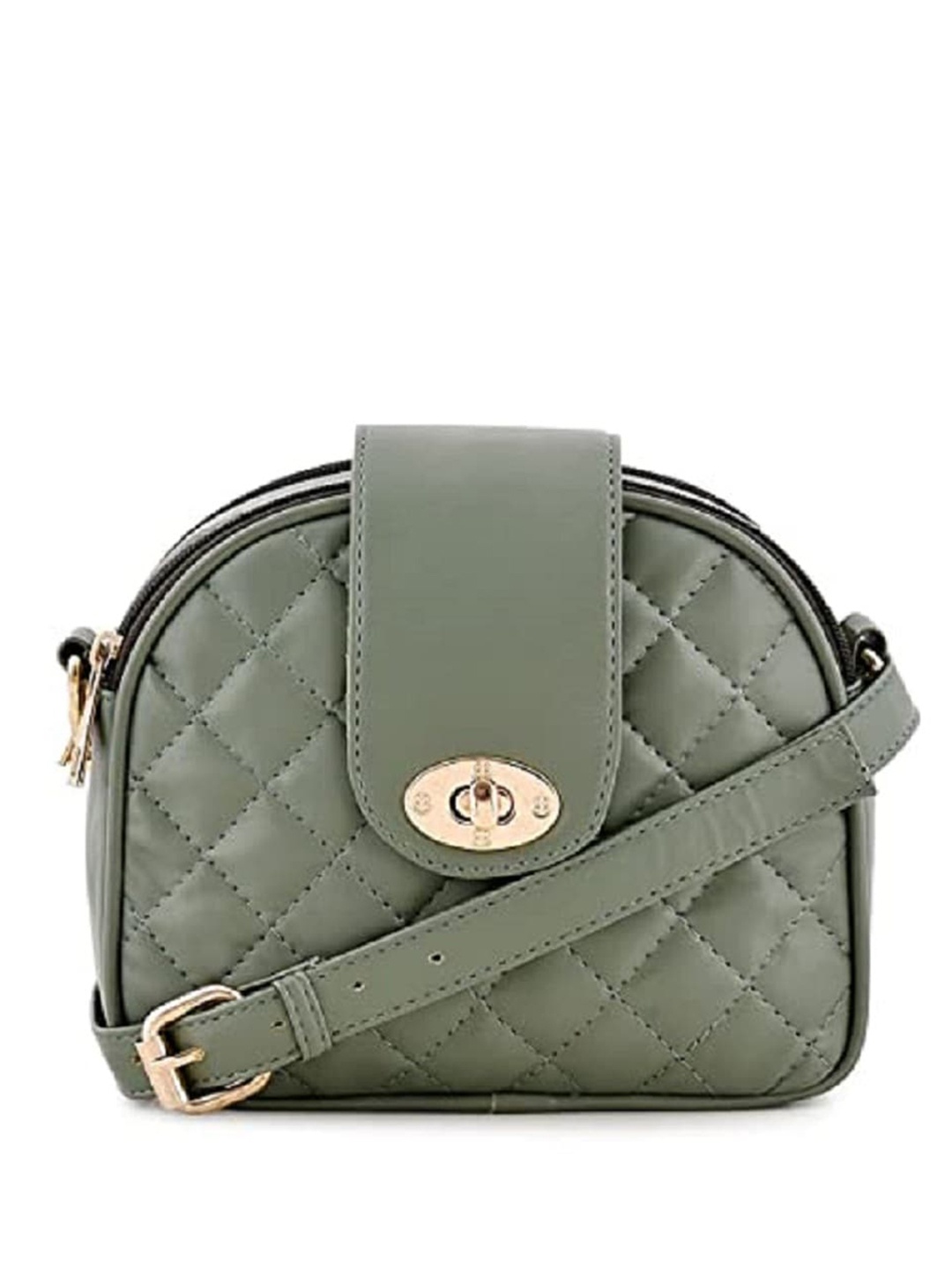 

DressBerry Structured Sling Bag with Quilted, Green