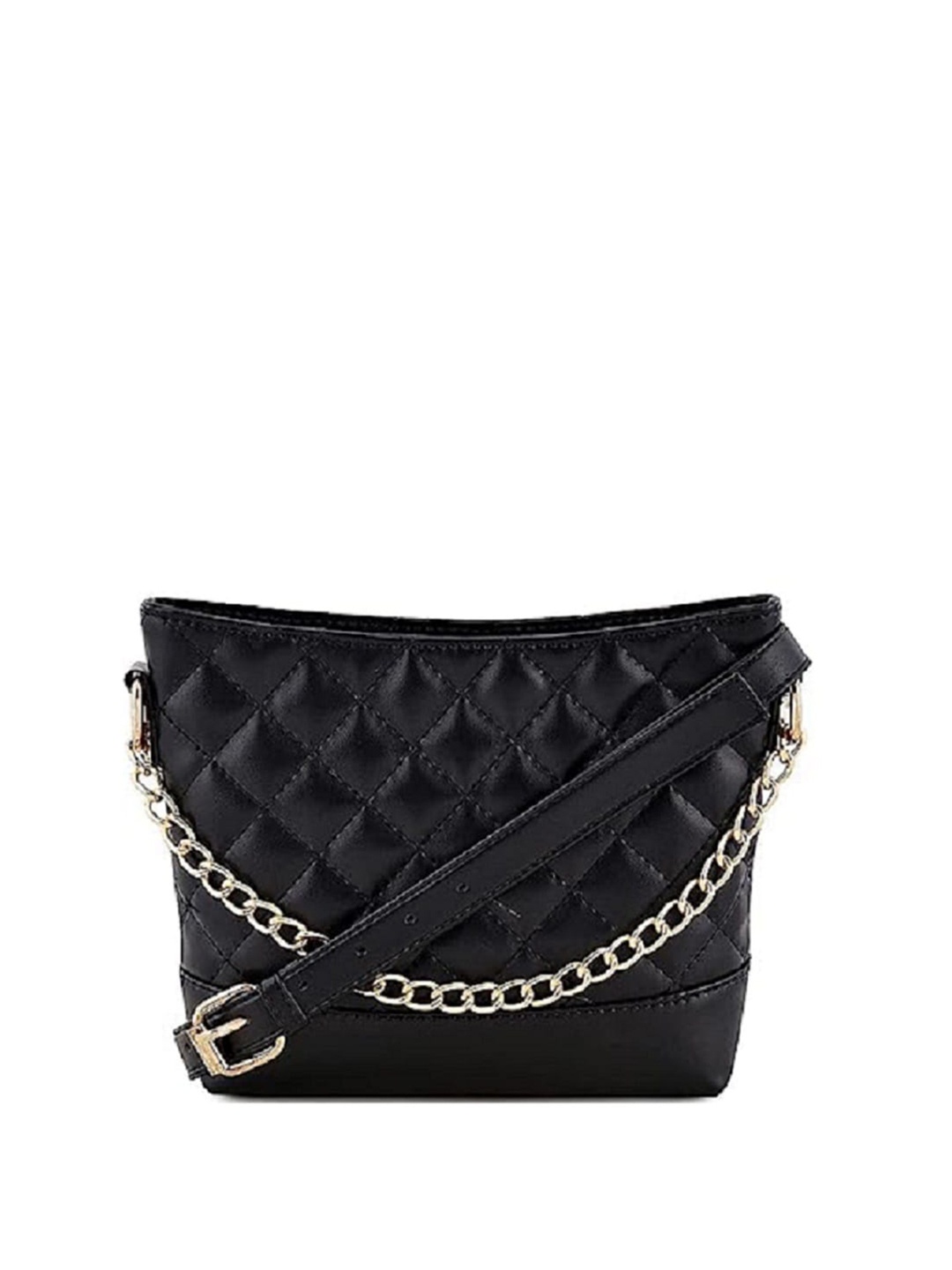 

DressBerry Black Textured Structured Sling Bag With Quilted