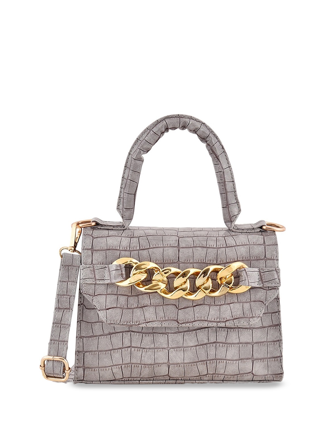 

DressBerry Textured Structured Handheld Bag, Grey