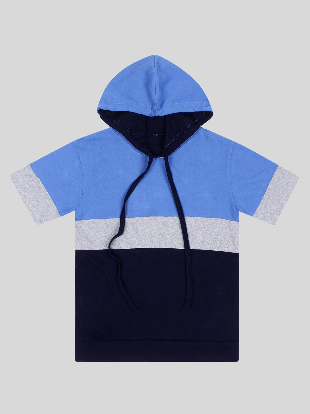 

Fasha Boys Colourblocked Hooded Pure Cotton T-shirt, Blue