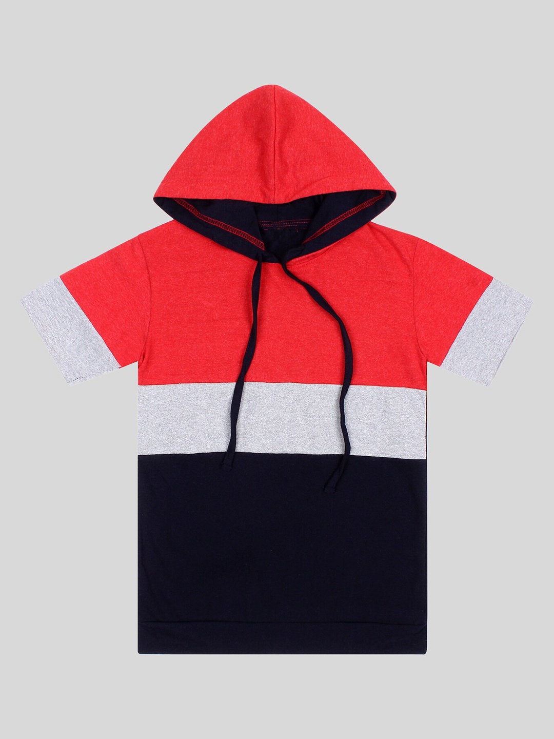 

Fasha Boys Colourblocked Hooded Pure Cotton T-shirt, Red