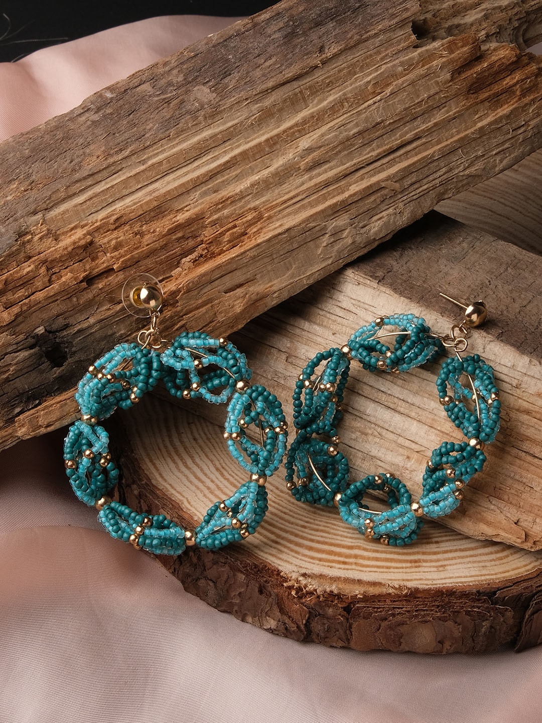 

XPNSV Beaded Circular Drop Earrings, Gold