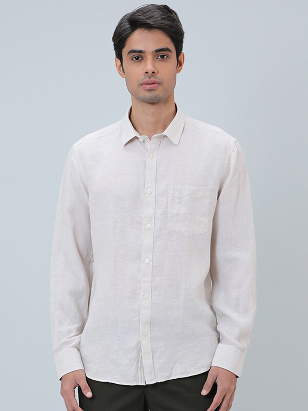 

Indian Terrain Classic Pure Linen Casual Shirt, White