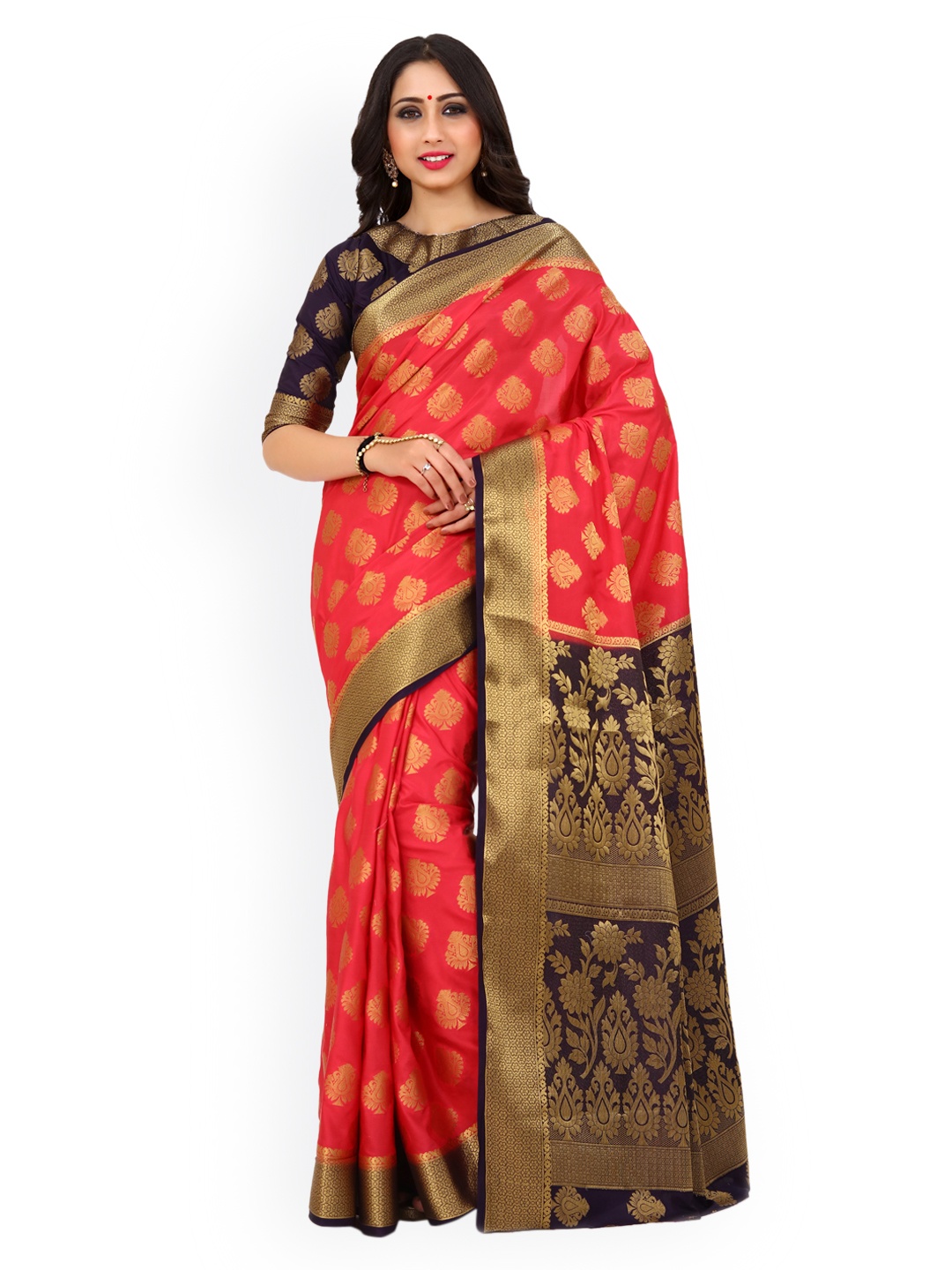 

MIMOSA Red Art Silk Woven Design Kanjeevaram Saree