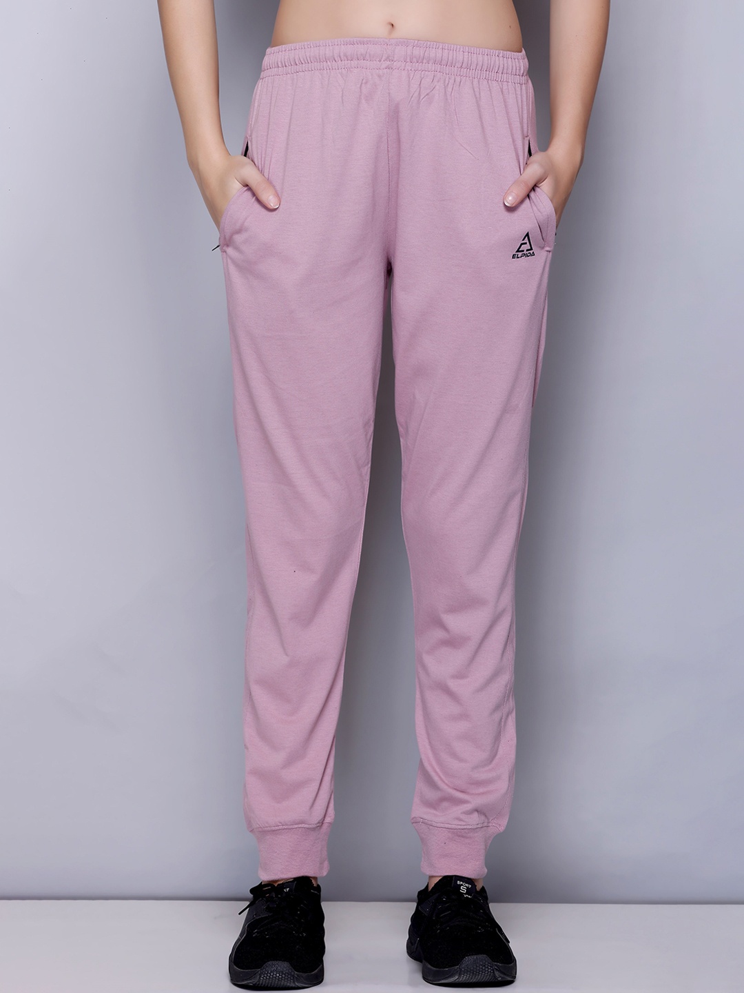 

ELPIDA Women Mid-Rise Regular Fit Cotton Joggers, Pink