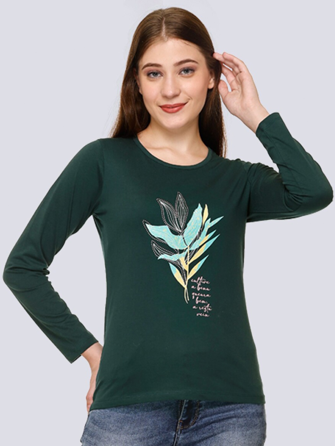 UNEMODE Graphic Printed Cotton Casual T-Shirt, Green