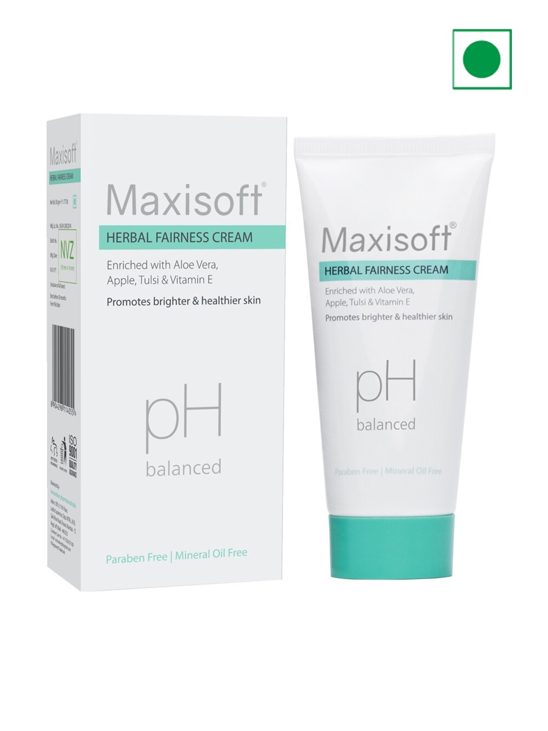 

Maxisoft pH Balanced Herbal Fairness Cream with Aloevera & Apple - 50 g, White