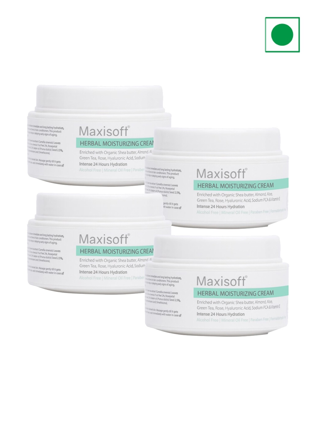 

Maxisoft Set of 4 Herbal Moisturizing Cream with Shea Butter & Almond - 50 g each, White