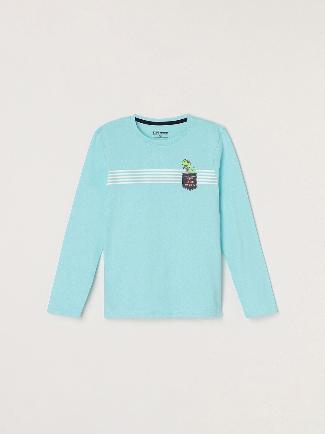 

Fame Forever by Lifestyle Boys Striped Cotton T-shirt, Blue