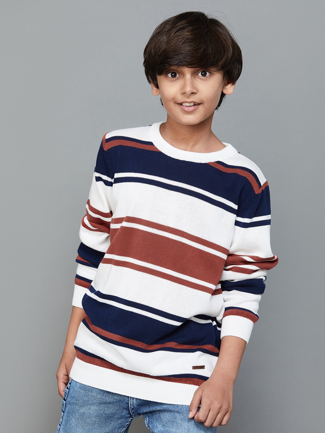 

Fame Forever by Lifestyle Boys Striped Cotton Pullover, Red