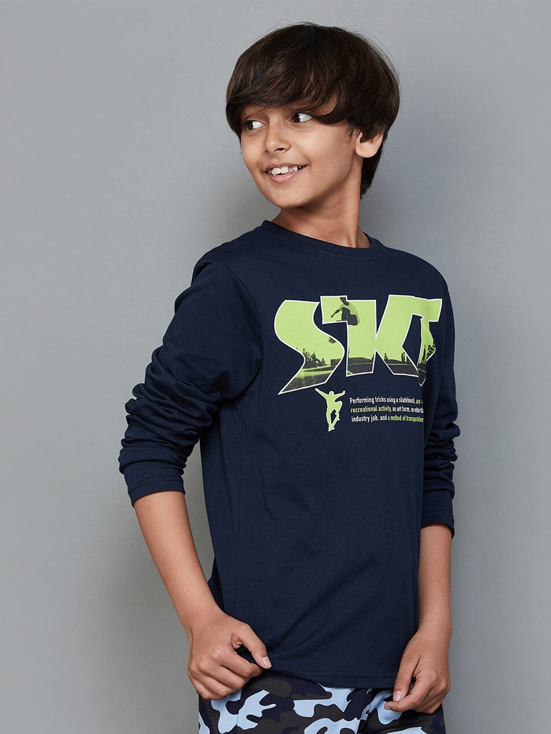 

Fame Forever by Lifestyle Boys Typography Printed Pure Cotton T-shirt, Navy blue