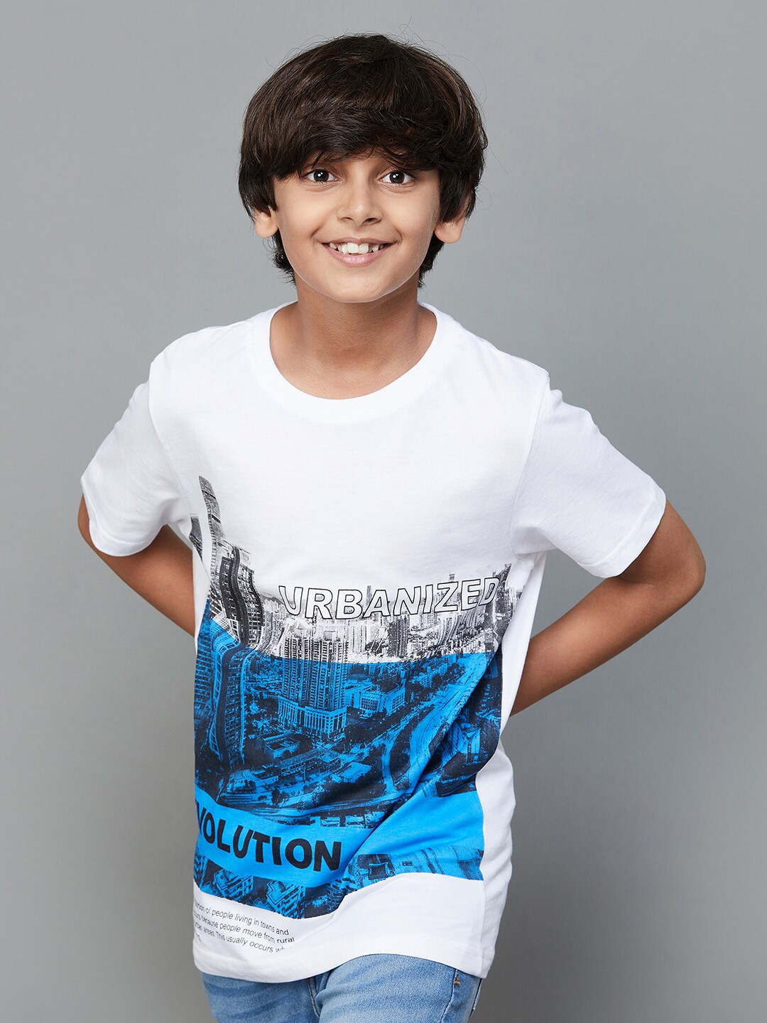 

Fame Forever by Lifestyle Boys Graphic Printed Pure Cotton T-shirt, White