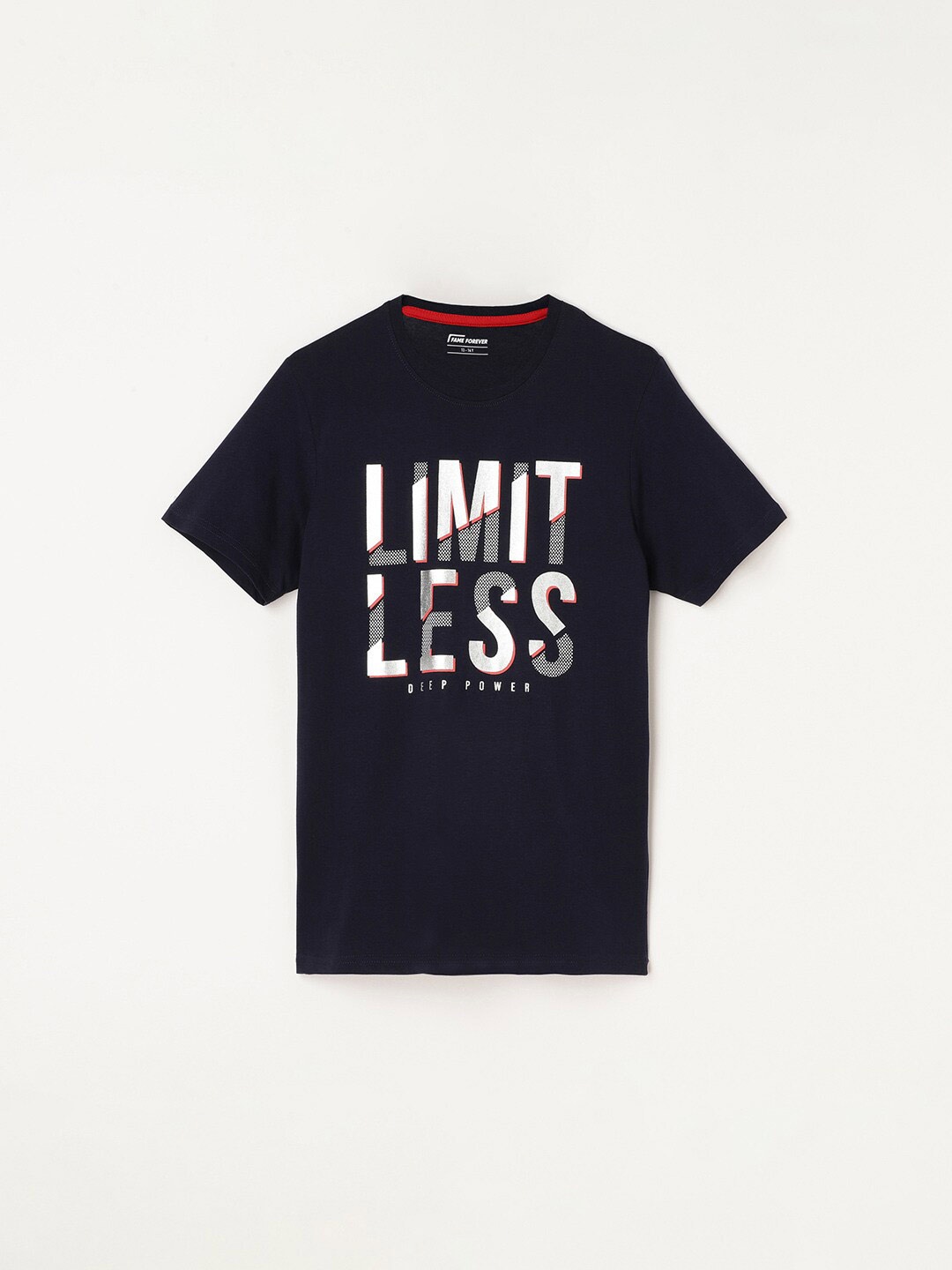 

Fame Forever by Lifestyle Boys Typography Printed Pure Cotton T-shirt, Navy blue