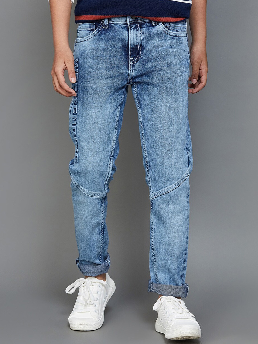 

Fame Forever by Lifestyle Boys Mid-Raise Clean Look Light Fade Stretchable Jeans, Blue
