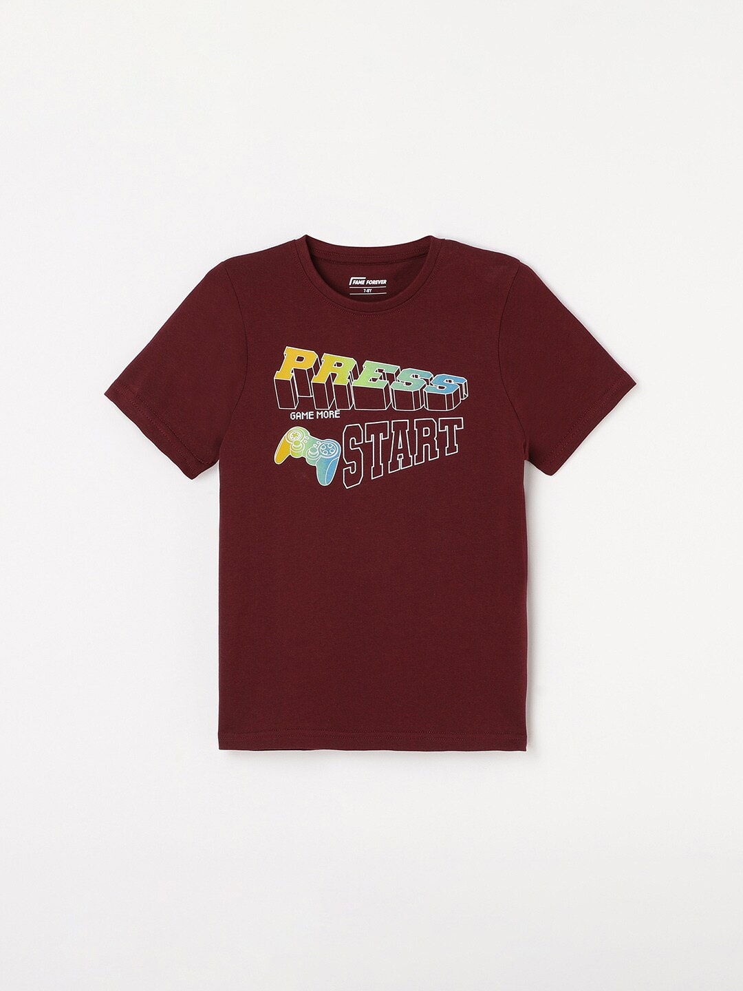 

Fame Forever by Lifestyle Boys Typography Printed Pure Cotton T-shirt, Maroon