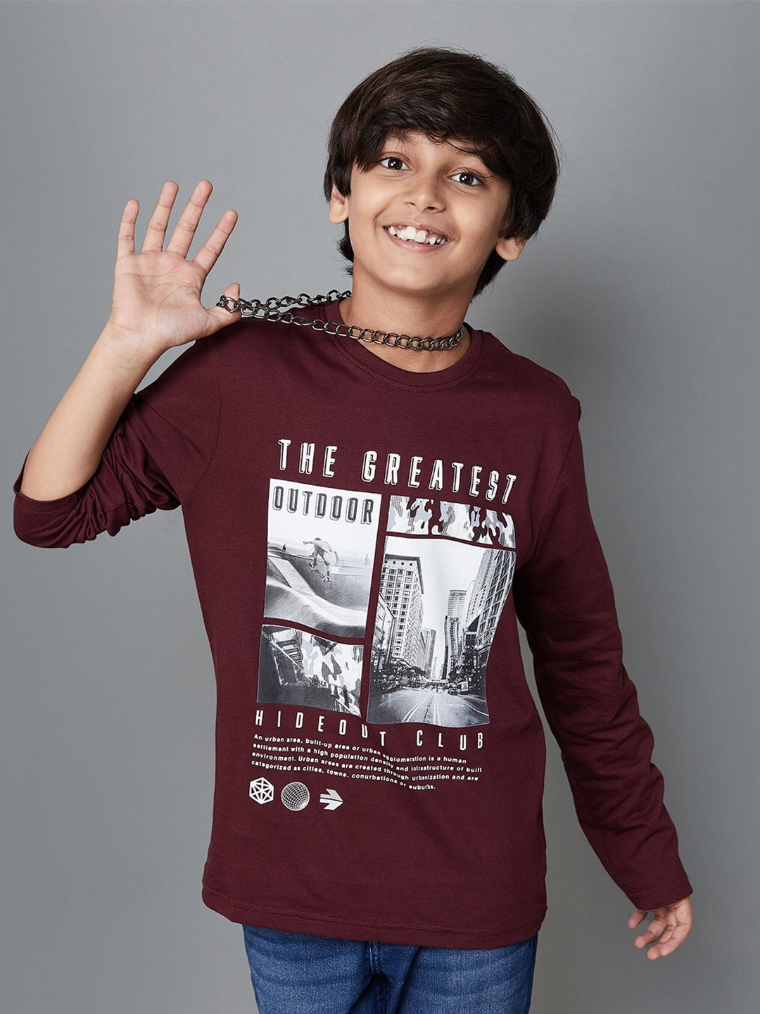 

Fame Forever by Lifestyle Boys Graphic Printed Pure Cotton T-shirt, Red