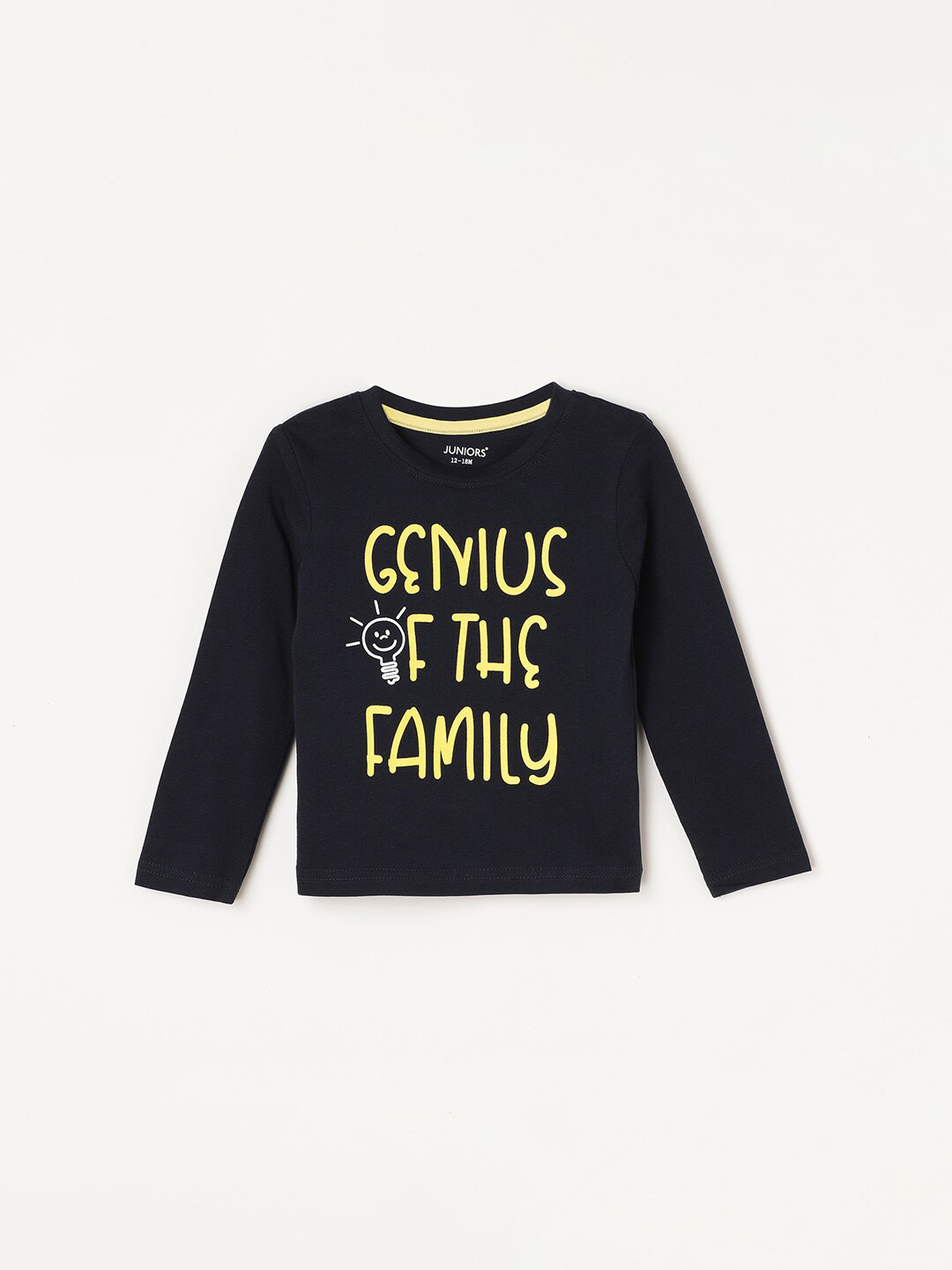 

Juniors by Lifestyle Boys Typography Printed Cotton T-shirt, Navy blue