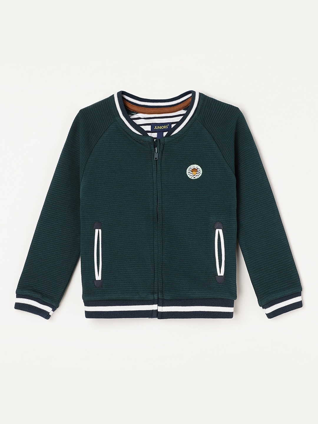 

Juniors by Lifestyle Boys Stand Collar Pure Cotton Bomber Jacket, Green