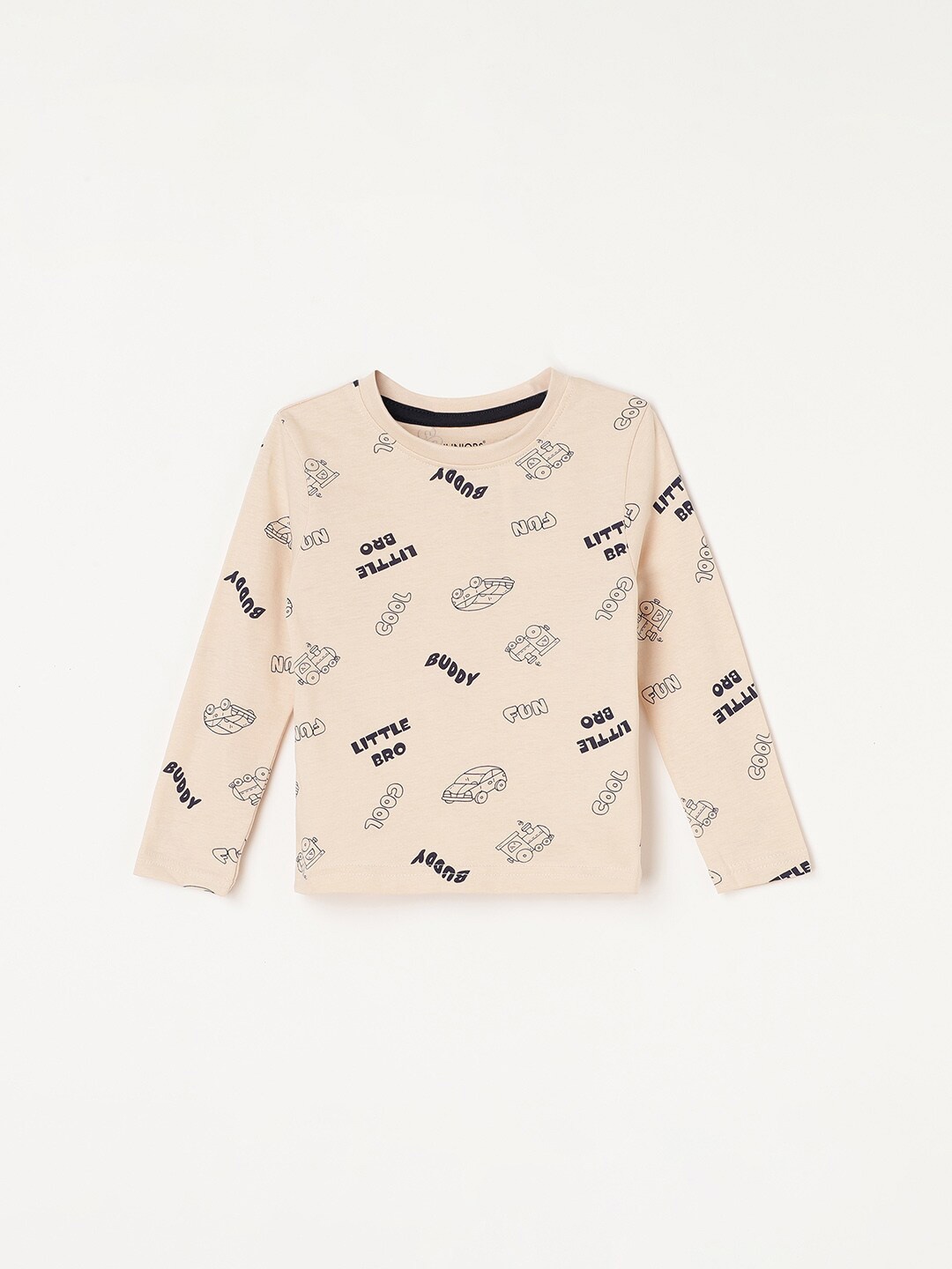 

Juniors by Lifestyle Boys Typography Printed Cotton T-shirt, Grey melange