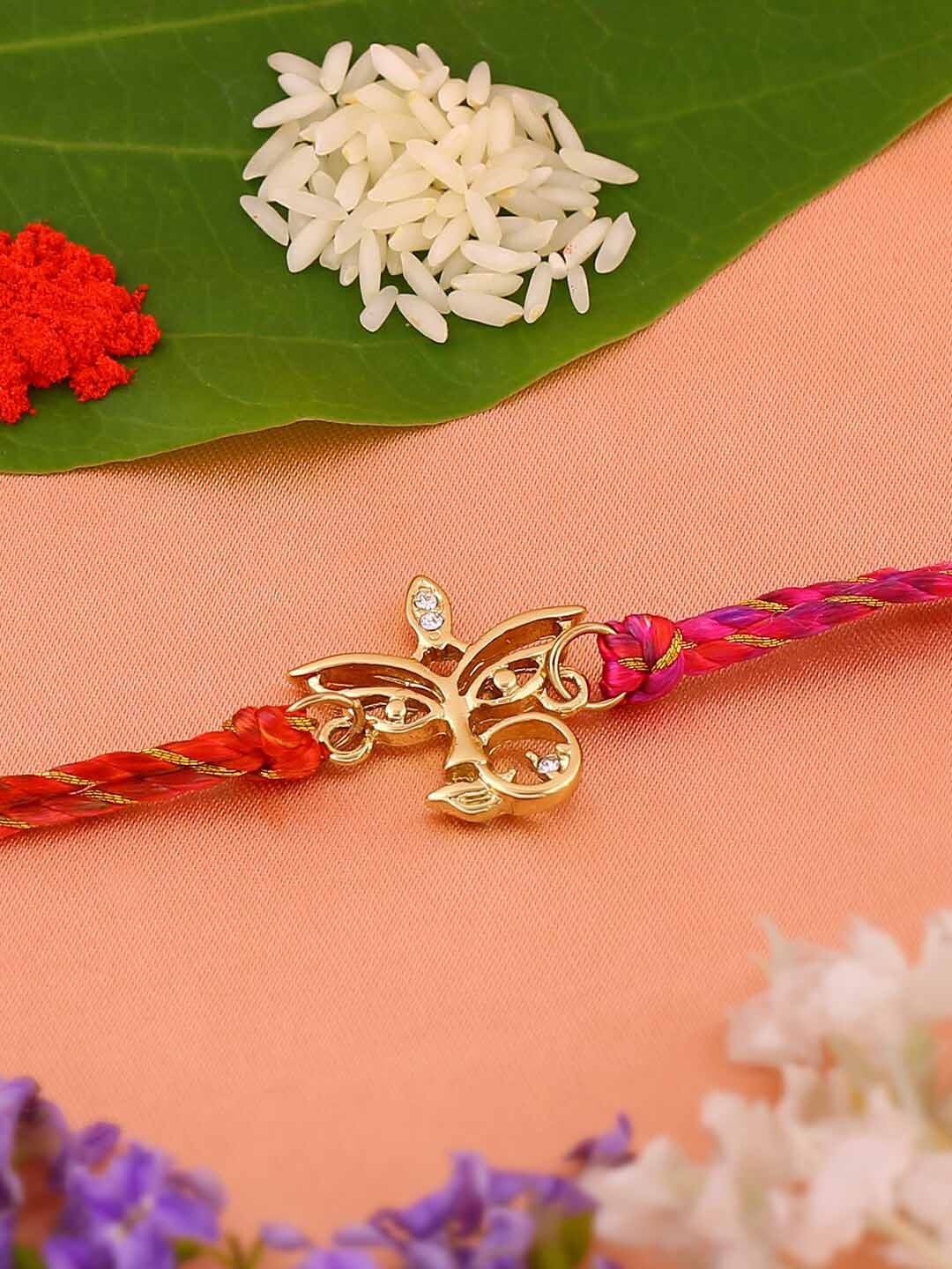

Estele Unisex Gold-Plated Crystal-Studded Rakhi
