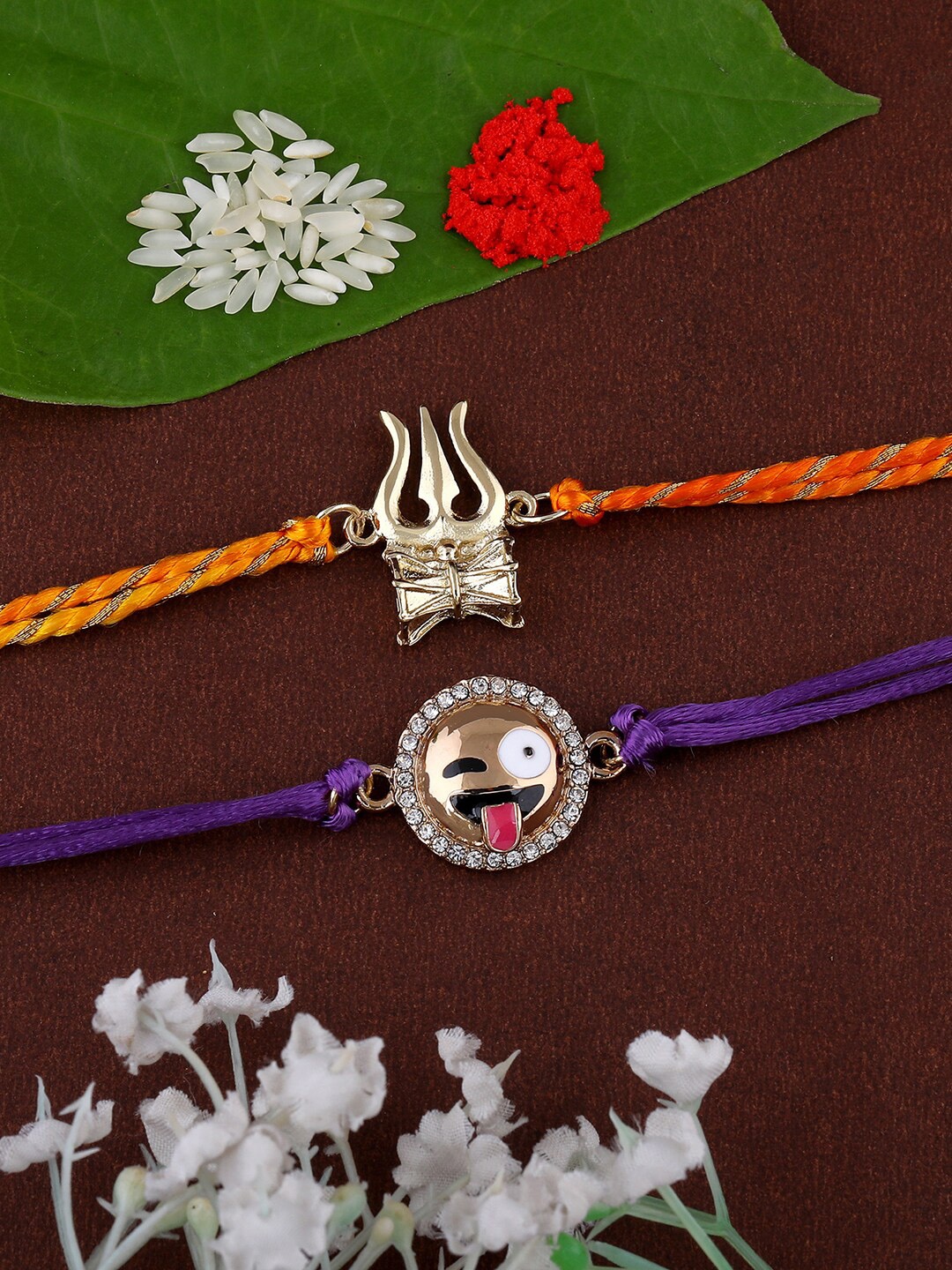 

Estele Set Of 2 Gold-plated Studded Rakhi