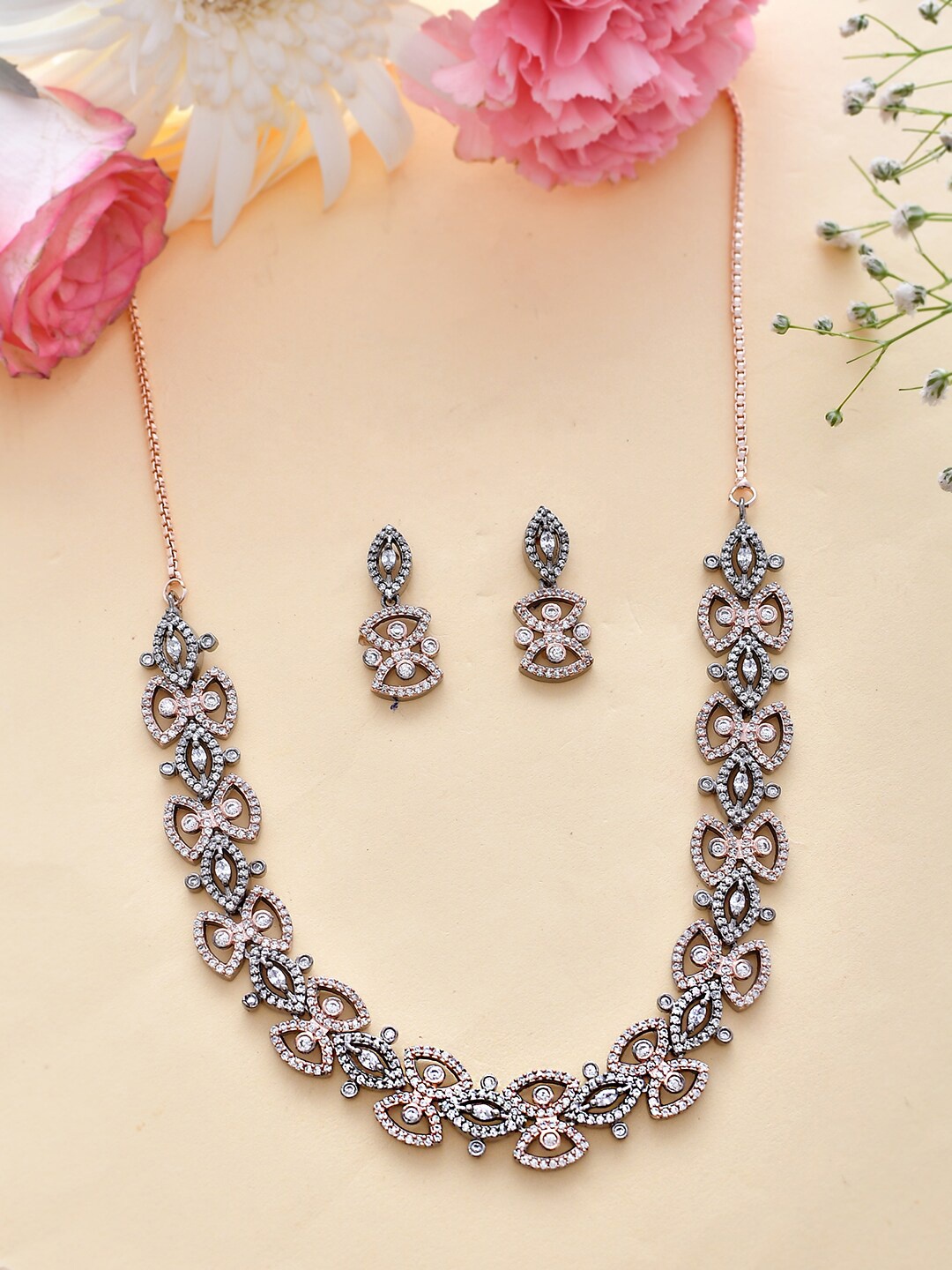 

Voylla Gold-Plated Cubic Zirconia Studded Jewellery Set