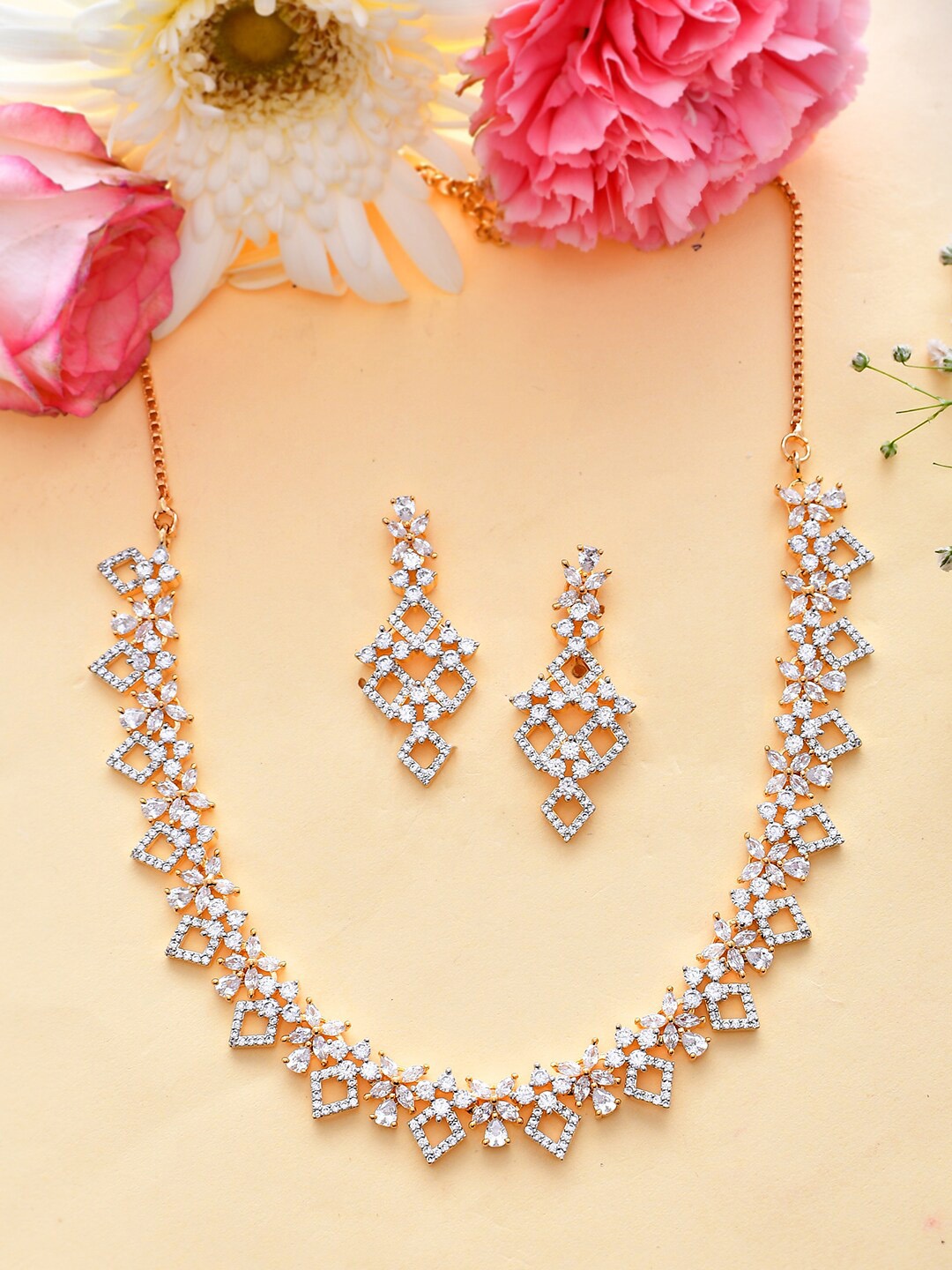 

Voylla Gold-Plated CZ Studded Jewellery Set