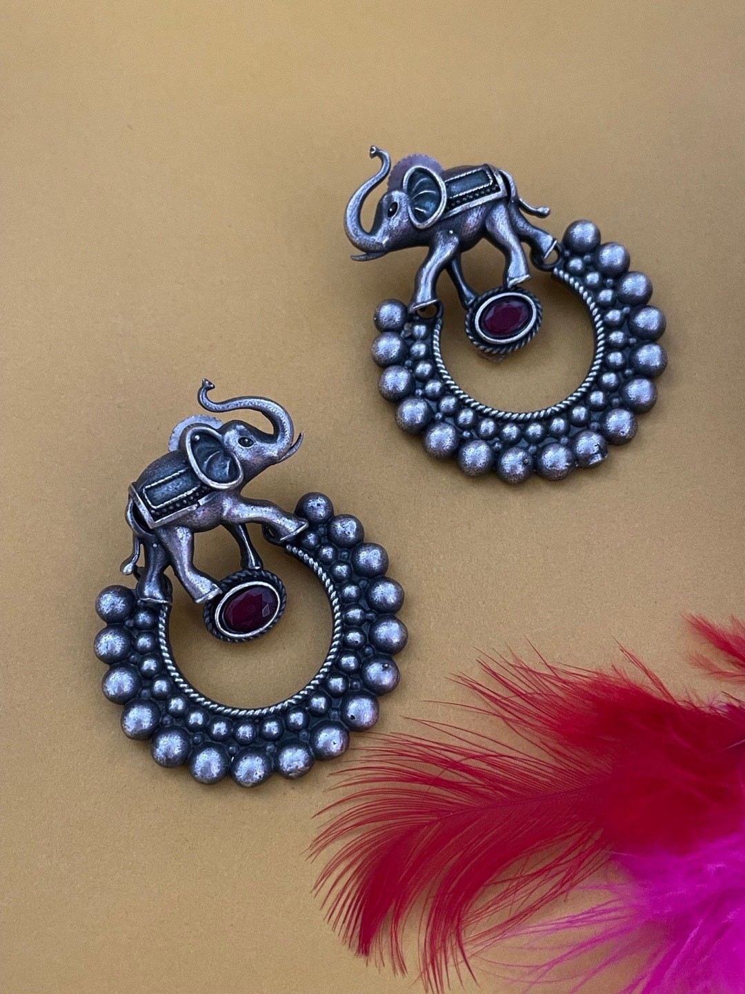 

Digital Dress Room Silver-Plated Animal Shaped Oxidised Drop Earrings