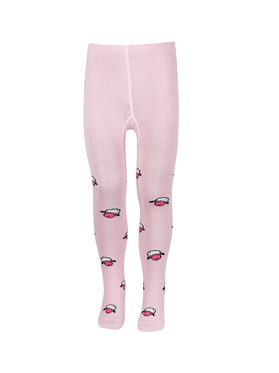 

Bonjour Kids Printed Cotton Tights With Attached Stockings, Pink