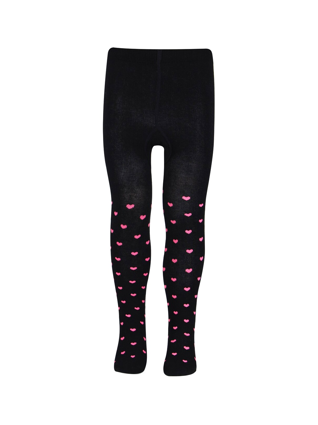 

Bonjour Kids Printed Cotton Tights With Attached Stockings, Black