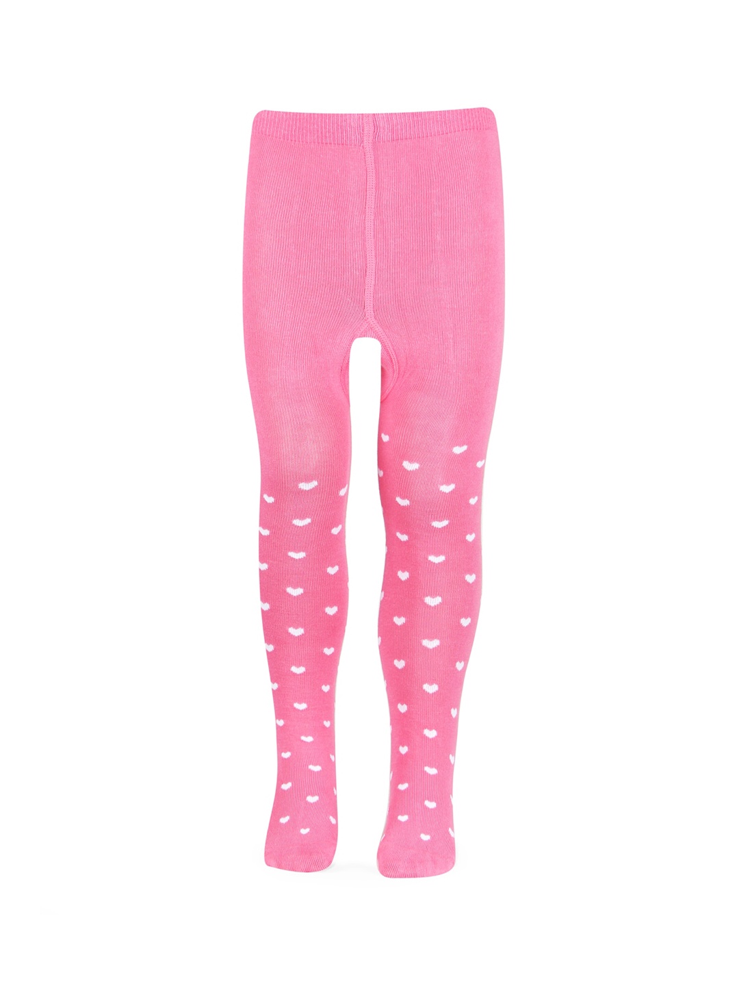 

Bonjour Kids Printed Cotton Tights With Attached Stockings, Pink