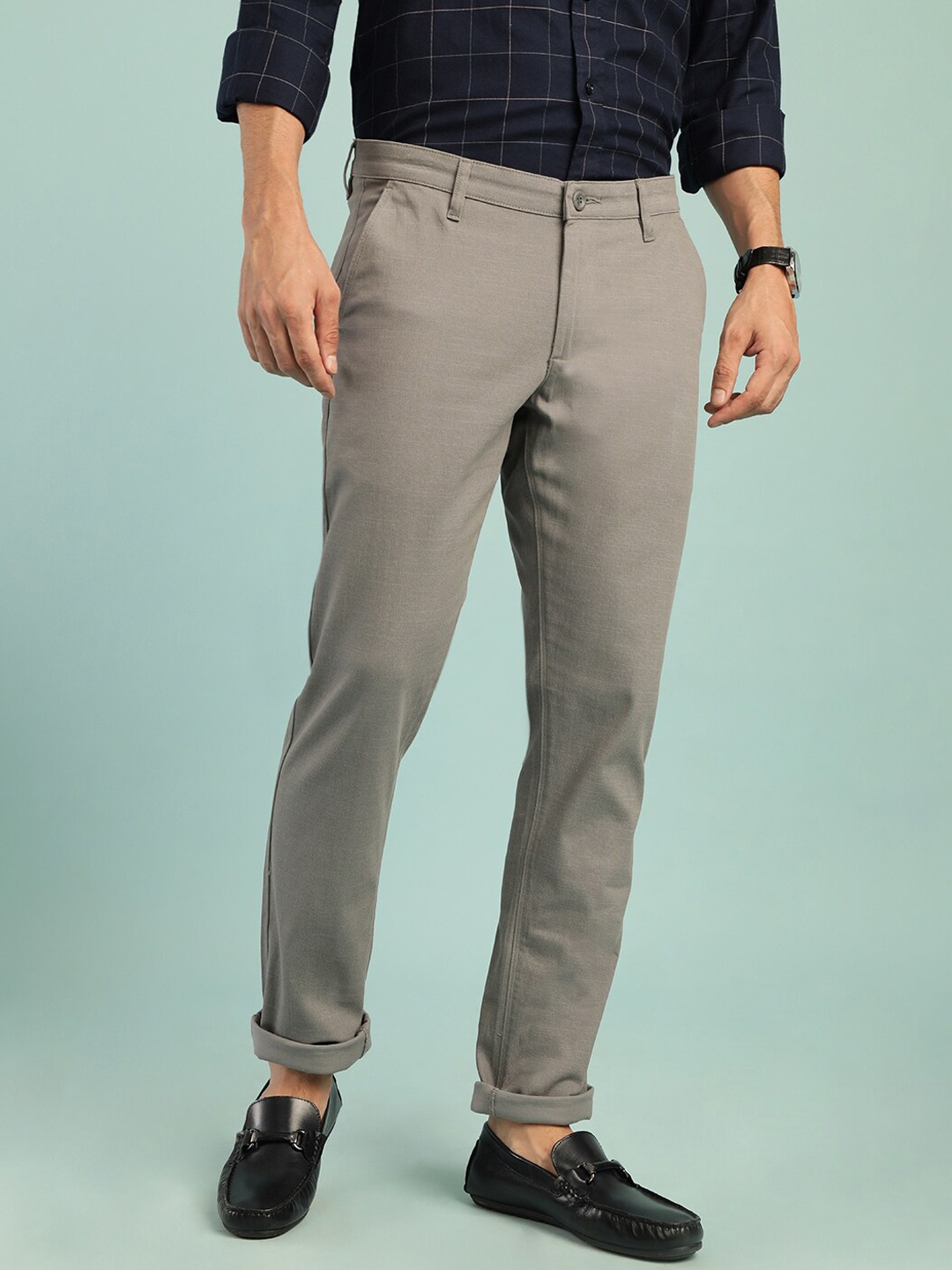 

Crocodile Men Slim Fit Cotton Chinos, Grey