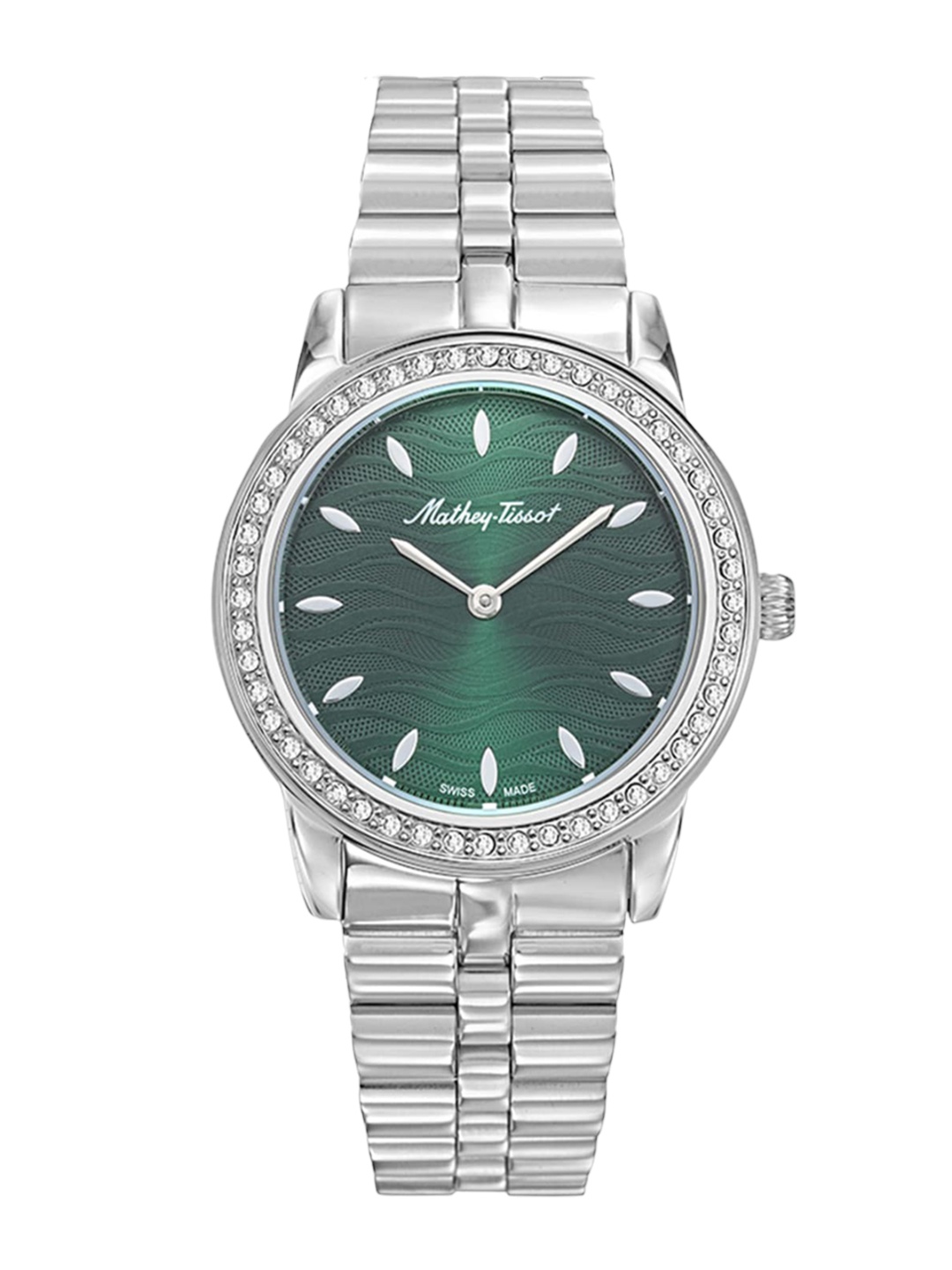 

Mathey-Tissot Women Embellished Dial & Stainless Steel Analogue Watch D10860AQV, Green