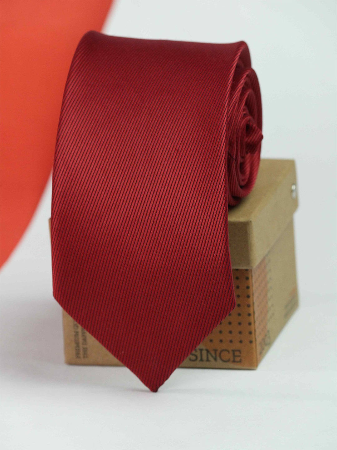 

Tossido Men Striped Microfiber Formal Broad Tie, Red