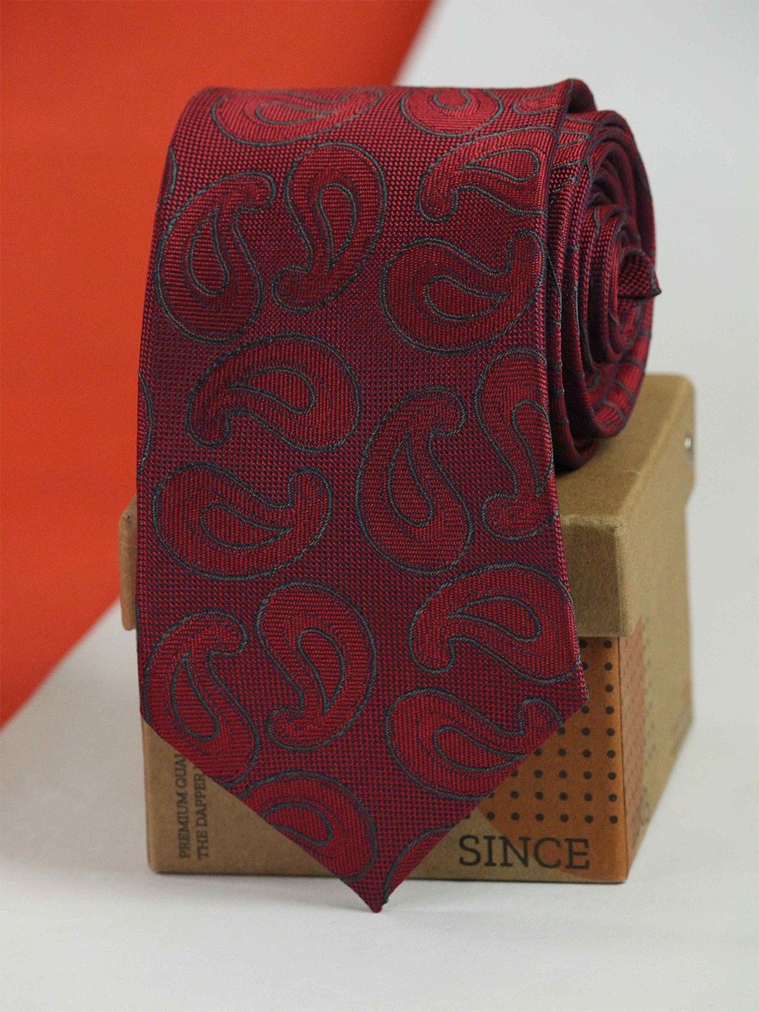 

Tossido Men Woven Design Microfiber Formal Broad Tie, Maroon