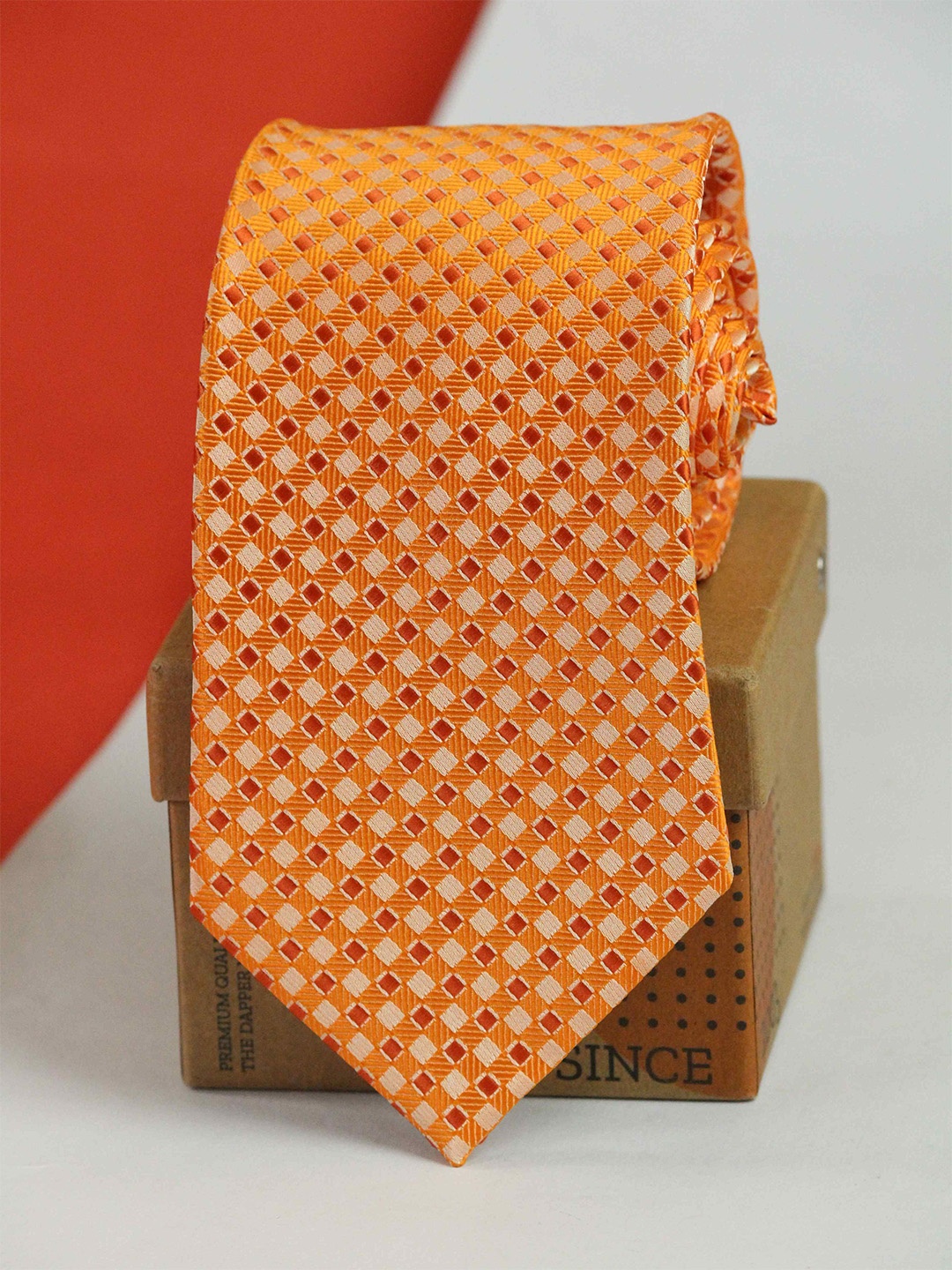 

Tossido Men Woven Design Microfiber Formal Broad Tie, Orange