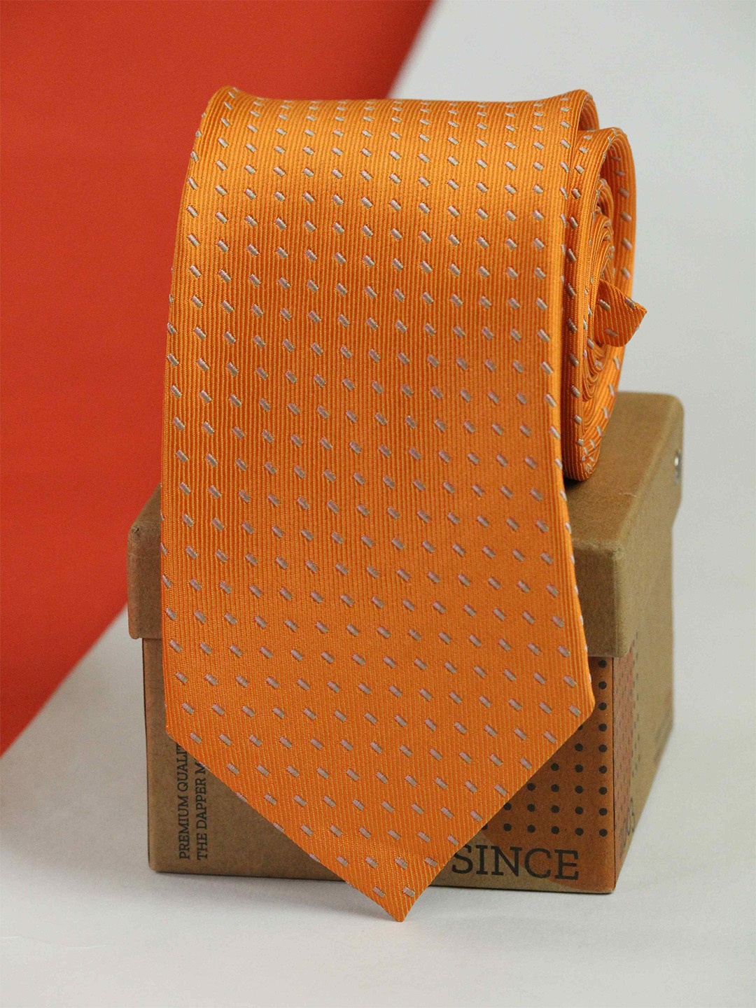 

Tossido Men Woven Design Microfiber Formal Broad Tie, Orange