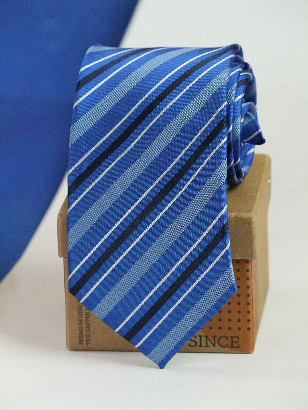 

Tossido Men Striped Microfiber Formal Broad Tie, Blue