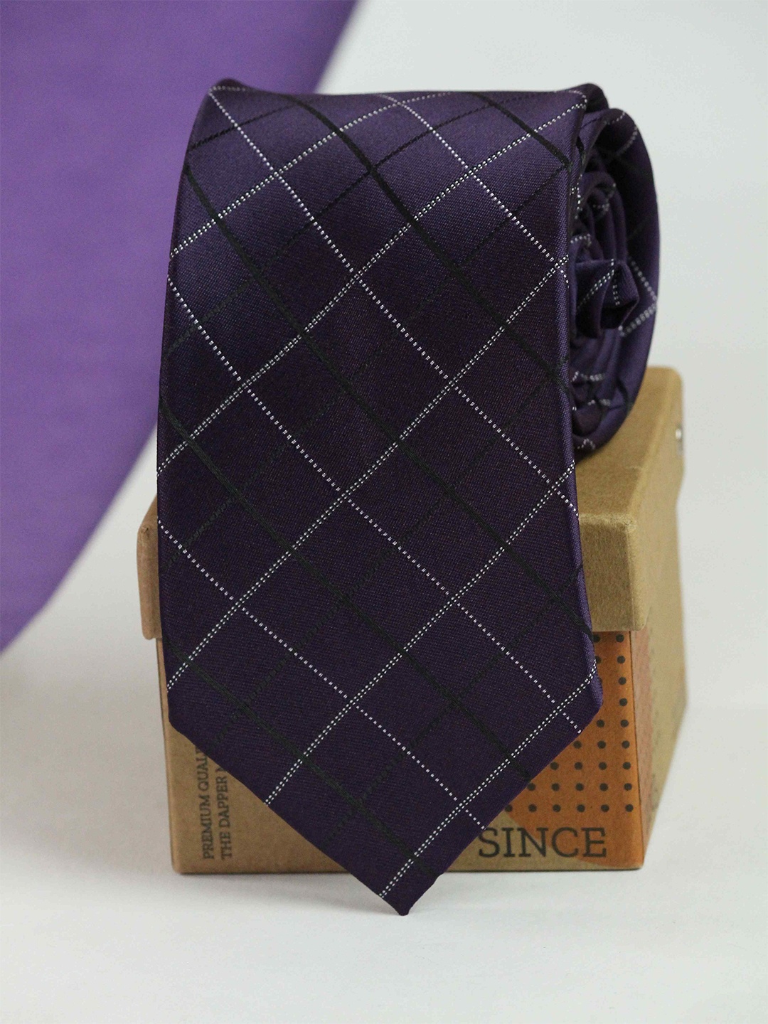 

Tossido Men Checked Broad Tie, Purple