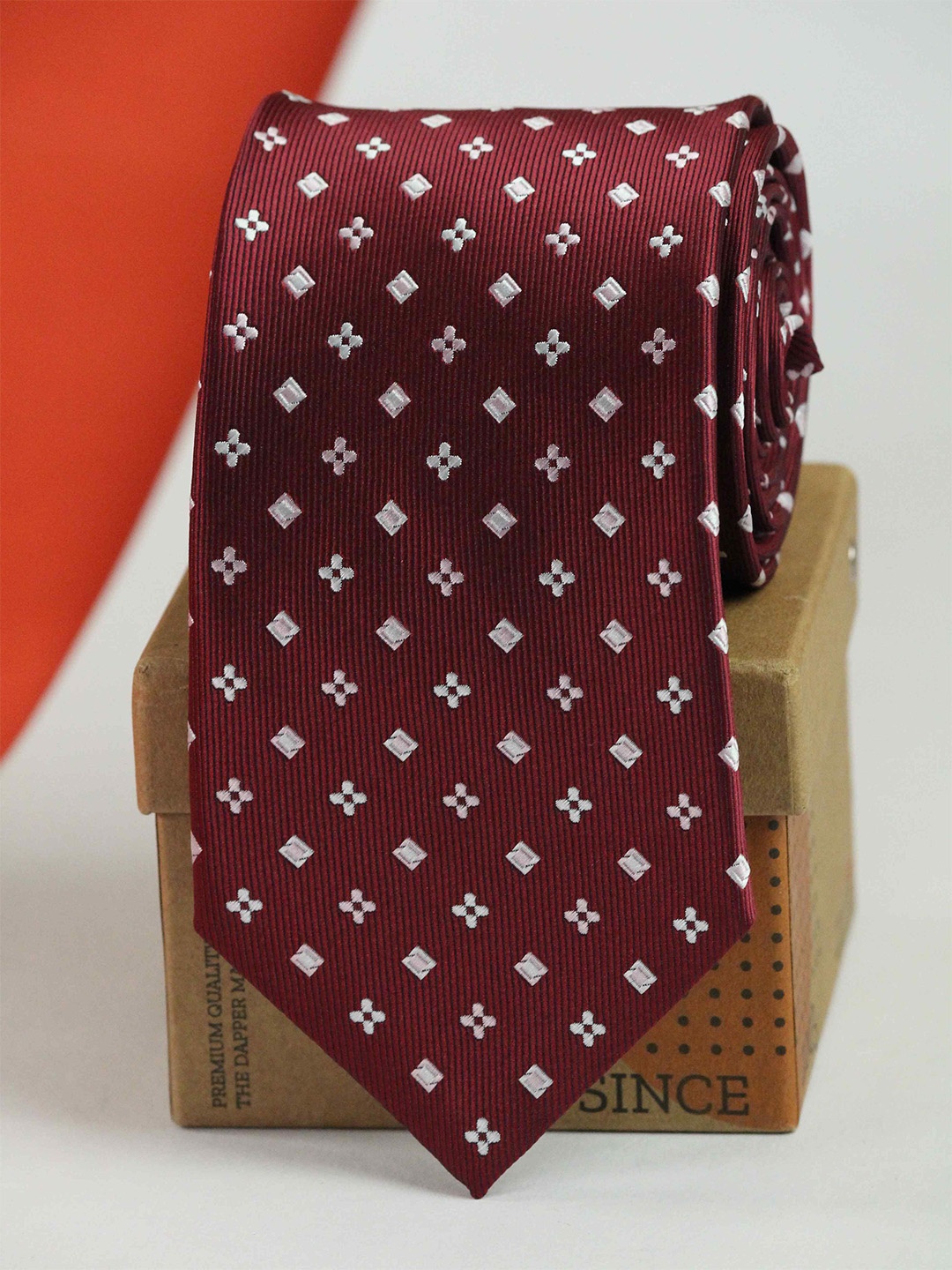 

Tossido Men Woven Design Broad Tie, Maroon