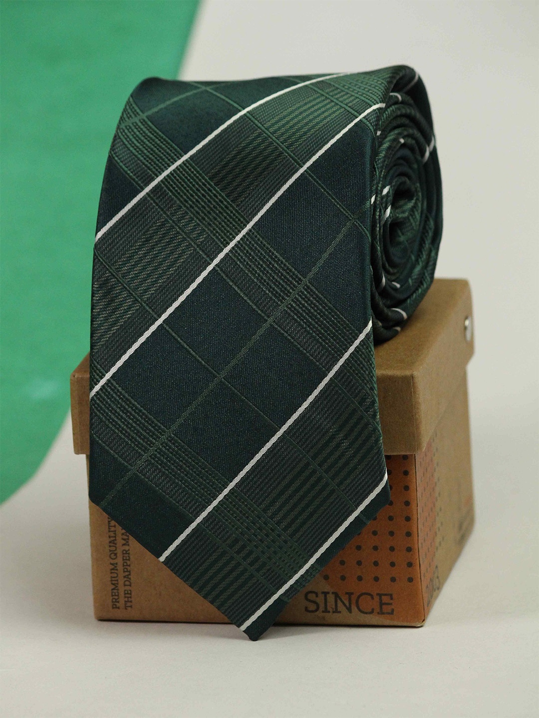 

Tossido Men Checked Broad Tie, Green