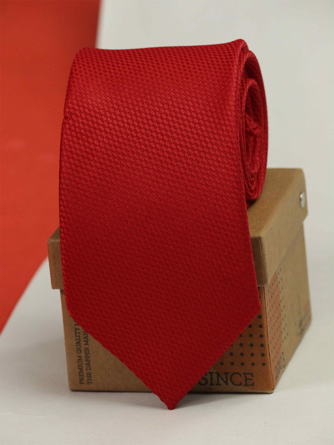 

Tossido Men Woven Design Broad Tie, Red