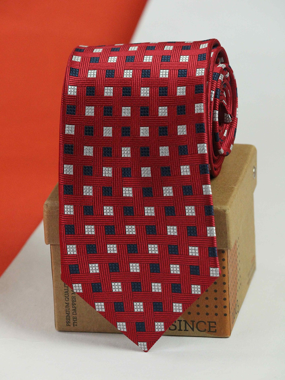 

Tossido Men Geometric Printed Broad Casual Tie, Red