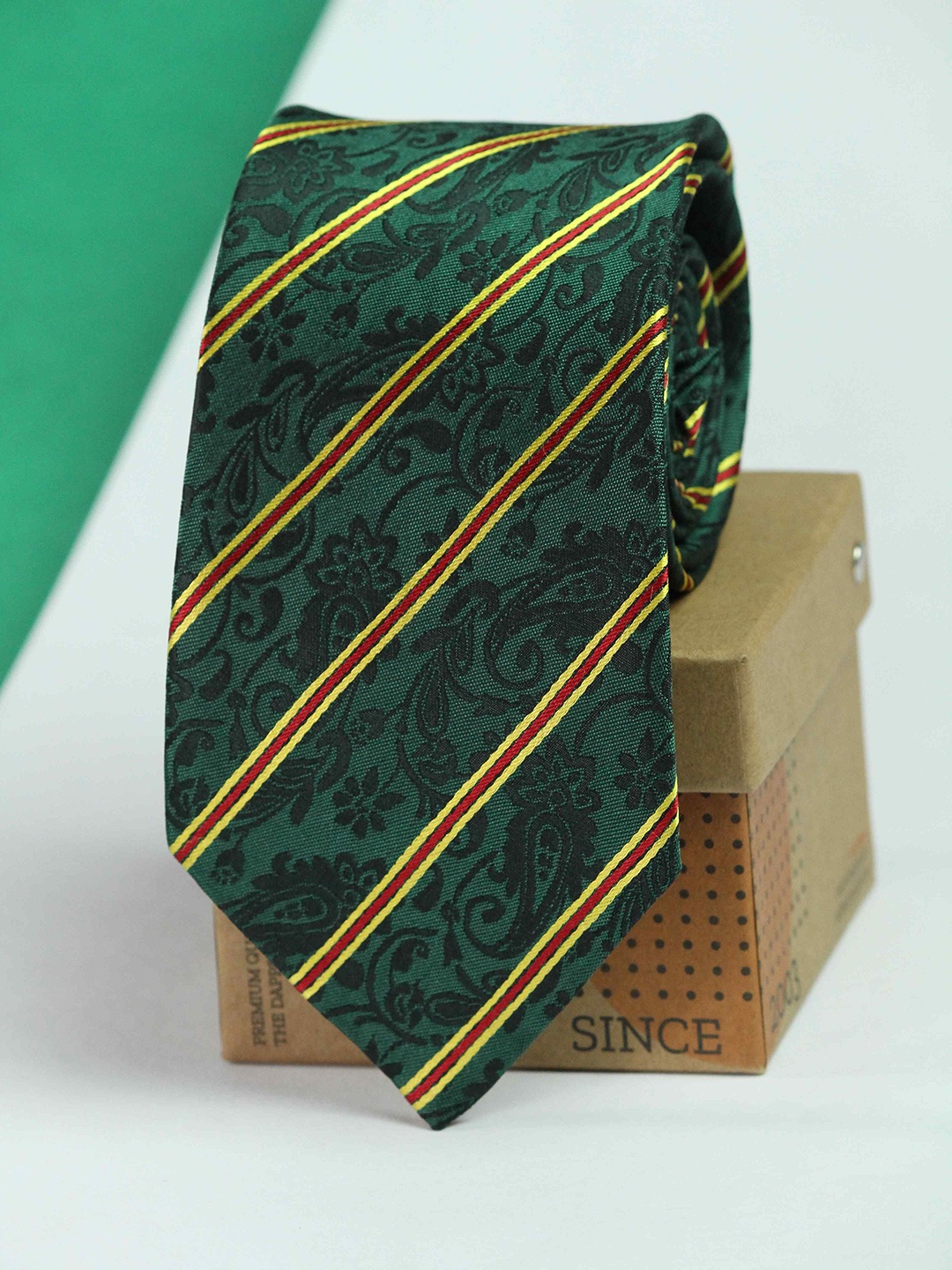 

Tossido Men Woven Design Broad Silk Formal Tie, Green