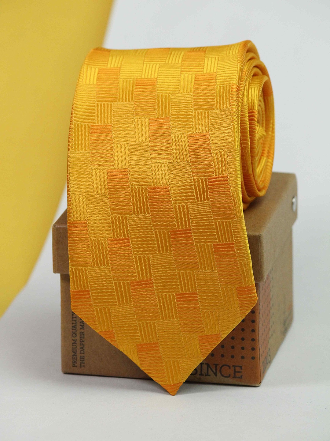 

Tossido Men Woven Design Broad Casual Tie, Yellow