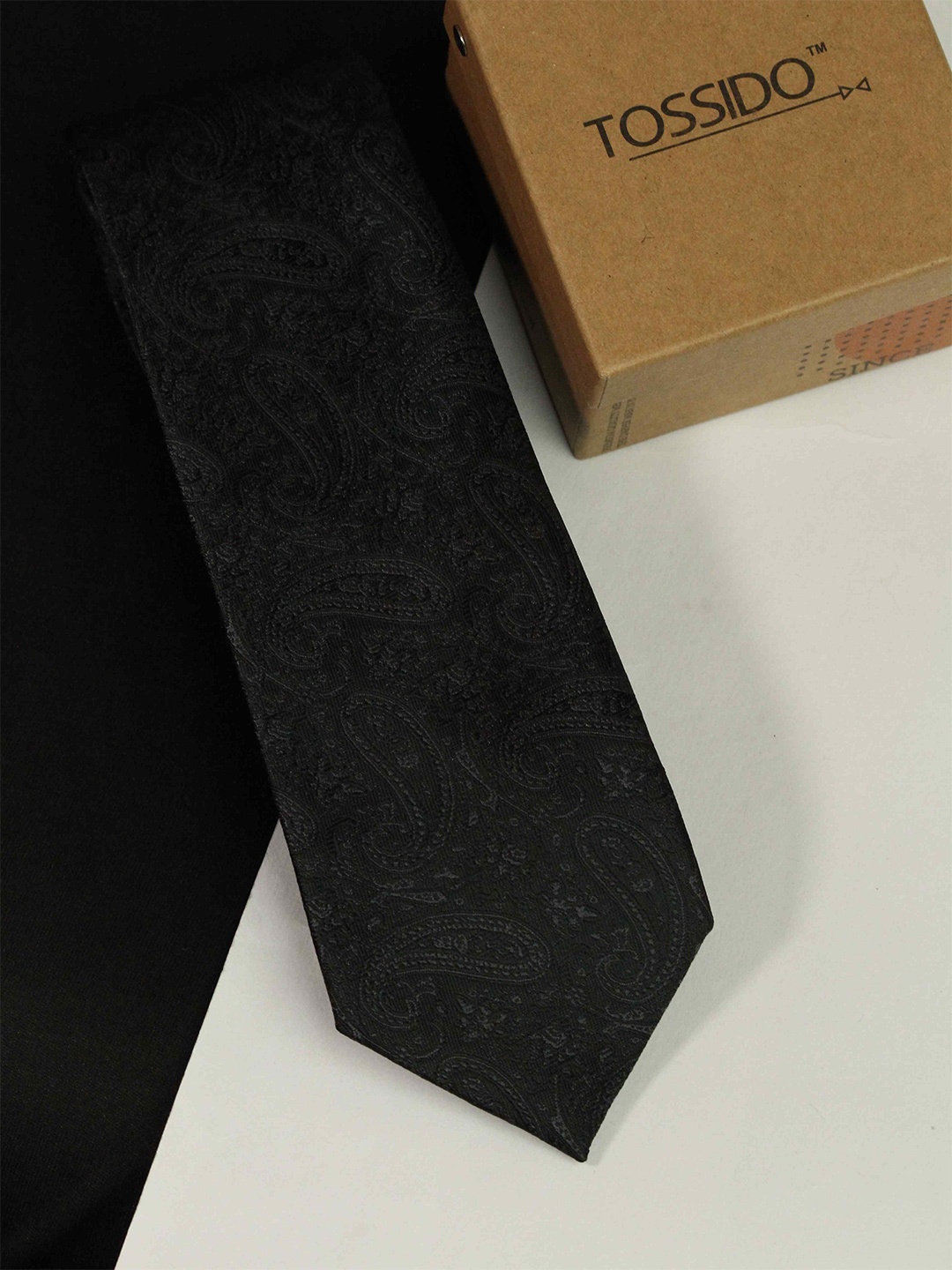 

Tossido Woven Design Broad Tie, Black