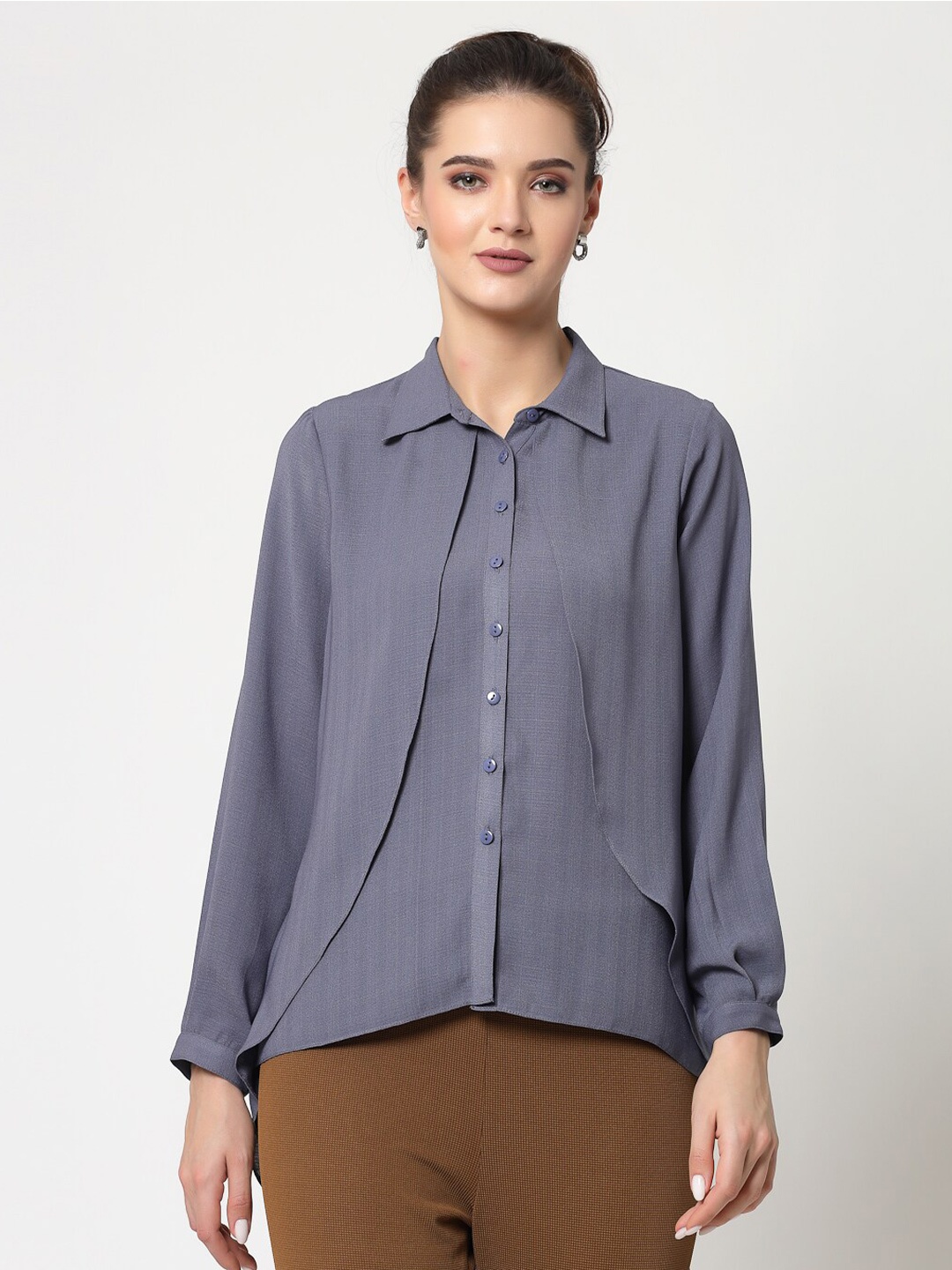 

OFFICE & YOU Crepe Shirt Style Top, Blue