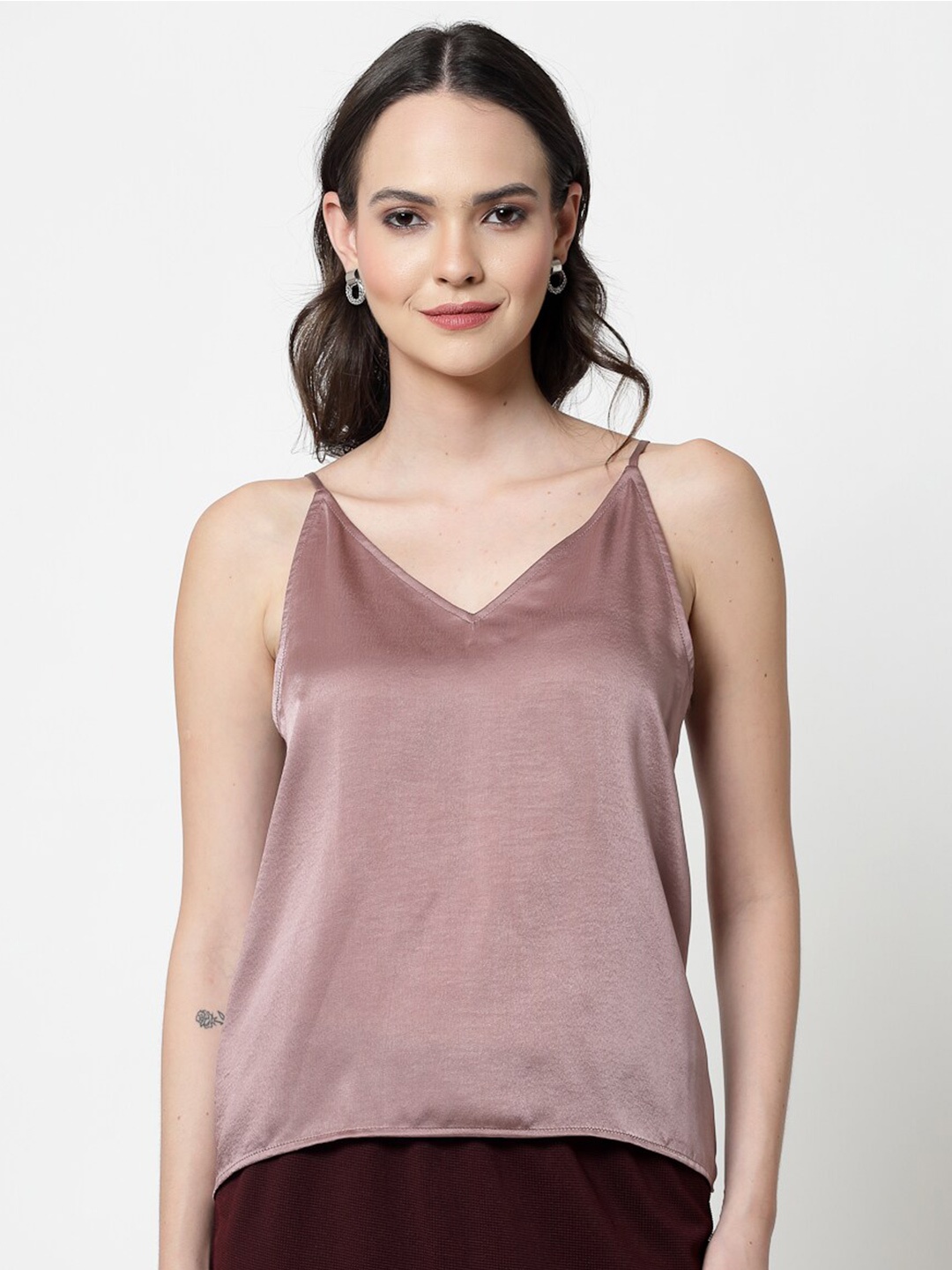 

OFFICE & YOU Shoulder Straps Satin Top, Mauve